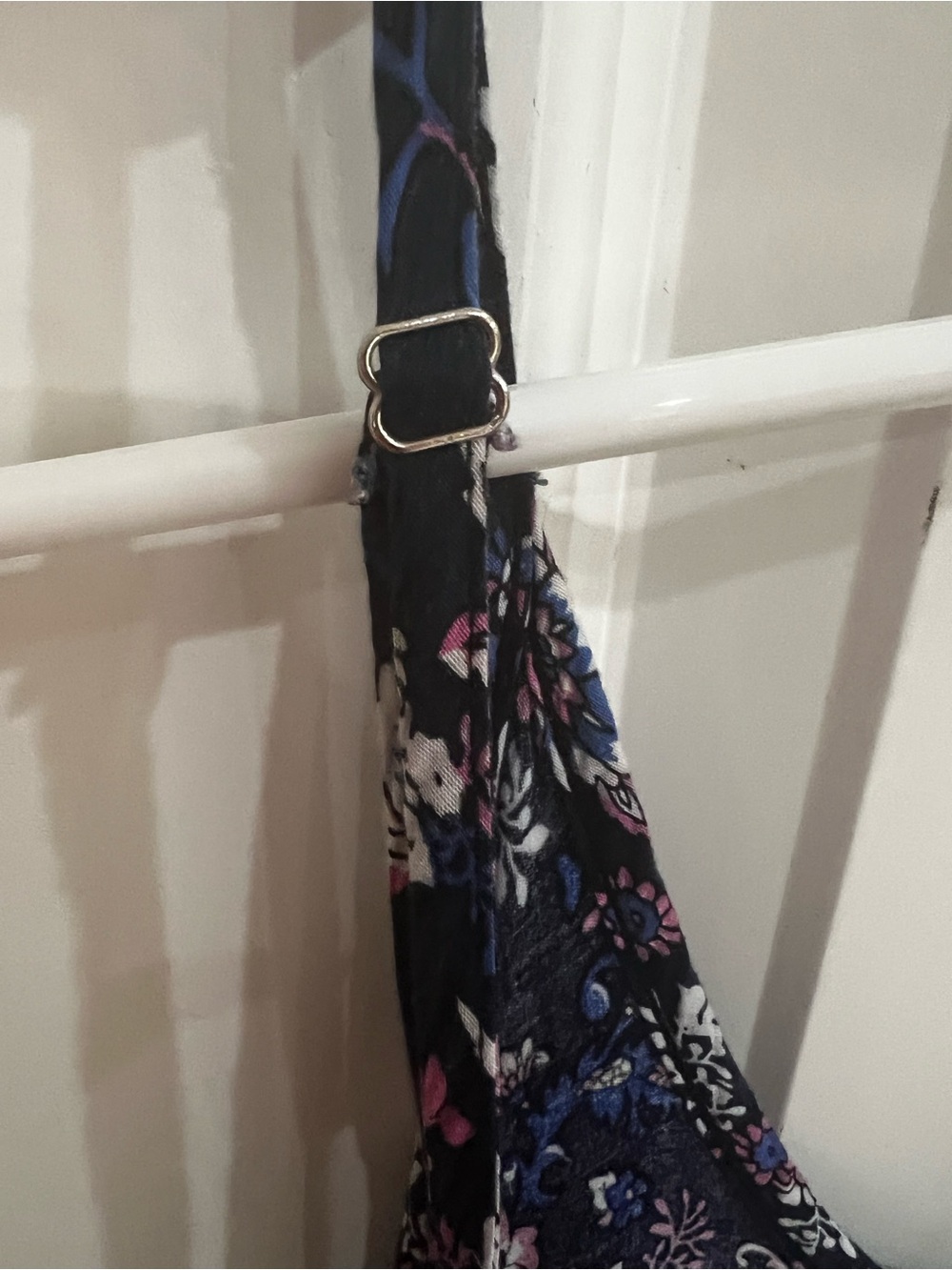 Navy Floral Maxi Dress with Blue Hem - Picture 6 of 7